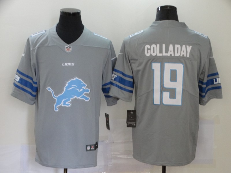 Men Detroit Lions 19 Golladay Grey logo Nike Vapor Untouchable Limited Player NFL Jerseys